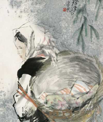 张卫民 村女 立轴 51×43cm
